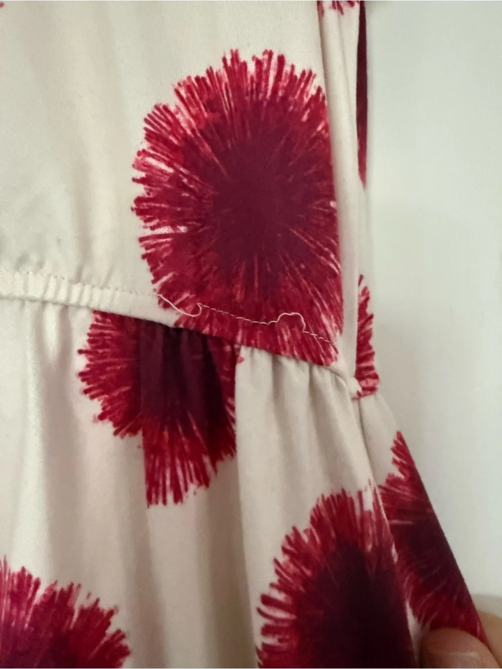 Joyfolie Cream High-Low Dress with Red Flower Print